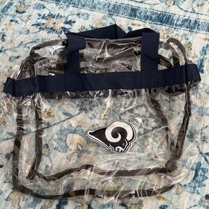 Rams NFL Clear Tote Bag with Navy Handles